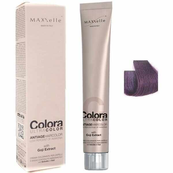 Vopsea Profesionala cu Extract de Goji - Maxxelle Colora Ultracolor Antiage Haircolor, nuanta 6.222 Intense Purple Dark Blonde