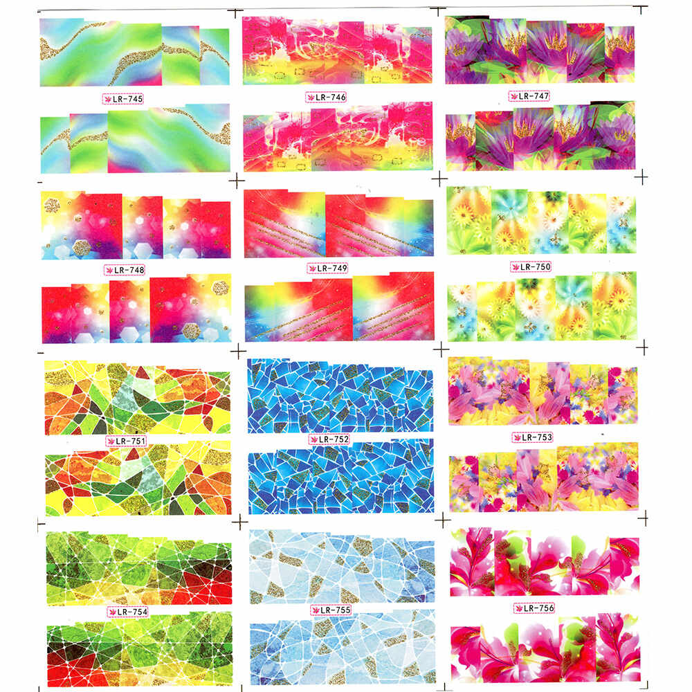 Sticker pentru decor unghii, A4, 12 in 1, abstract, 745-756