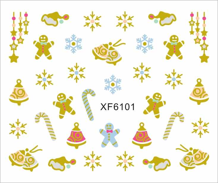 Sticker nail art Lila Rossa, pentru Craciun, Revelion si iarna, 7.2 x 10.5 cm, xf6101