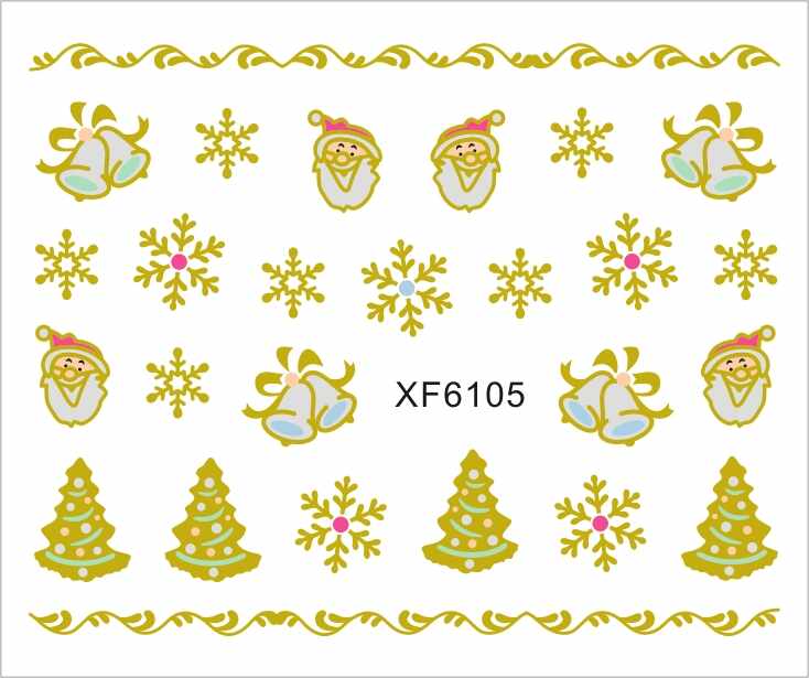 Sticker nail art Lila Rossa, pentru Craciun, Revelion si iarna, 7.2 x 10.5 cm, xf6105