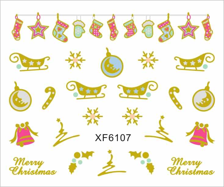 Sticker nail art Lila Rossa, pentru Craciun, Revelion si iarna, 7.2 x 10.5 cm, xf6107