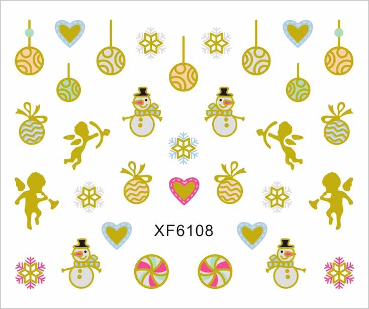 Sticker nail art Lila Rossa, pentru Craciun, Revelion si iarna, 7.2 x 10.5 cm, xf6108