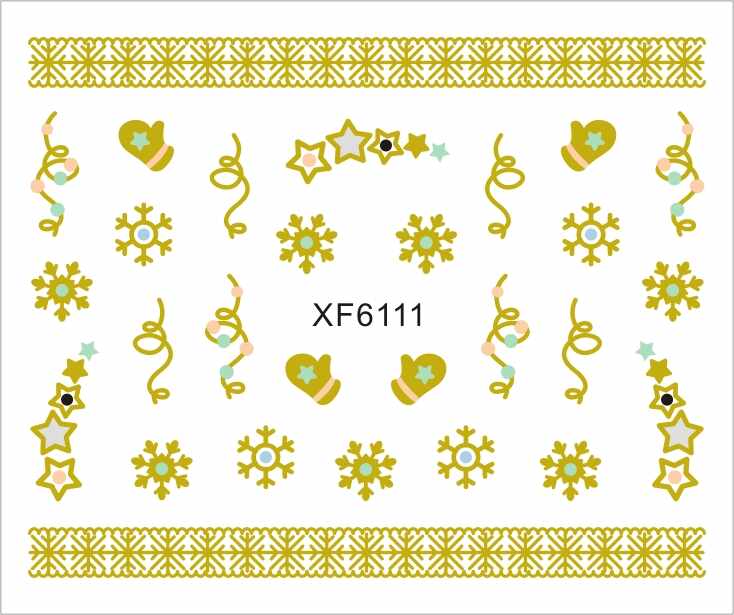 Sticker nail art Lila Rossa, pentru Craciun, Revelion si iarna, 7.2 x 10.5 cm, xf6111