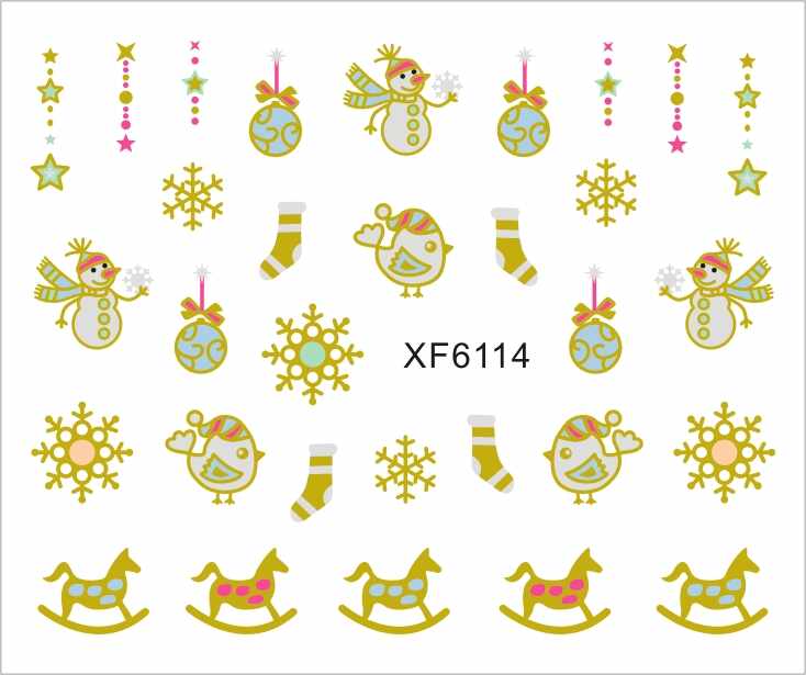Sticker nail art Lila Rossa, pentru Craciun, Revelion si iarna, 7.2 x 10.5 cm, xf6114