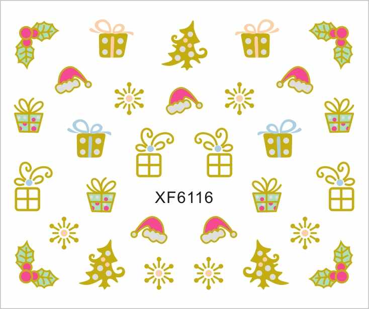 Sticker nail art Lila Rossa, pentru Craciun, Revelion si iarna, 7.2 x 10.5 cm, xf6116