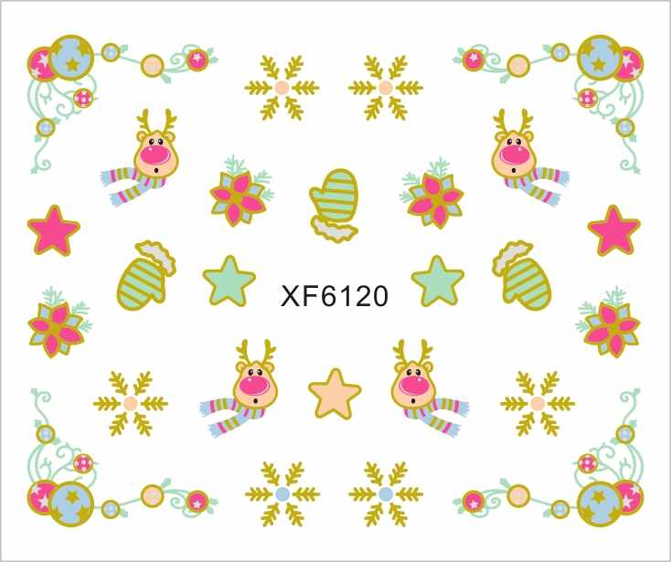 Sticker nail art Lila Rossa, pentru Craciun, Revelion si iarna, 7.2 x 10.5 cm, xf6120