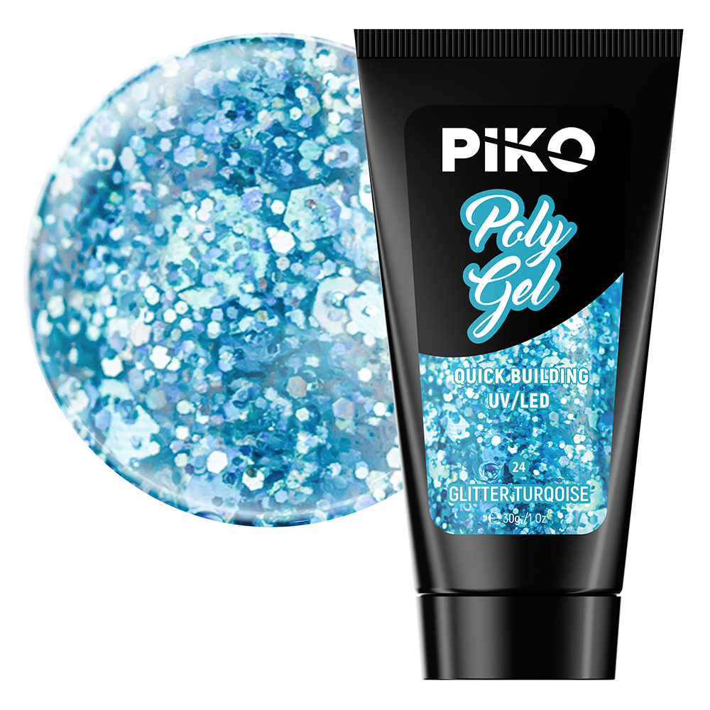 Polygel color, Piko, 30 g, 24 Glitter Turqoise