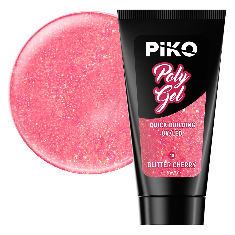 Polygel color, Piko, 30 g, 40 Glitter Cherry