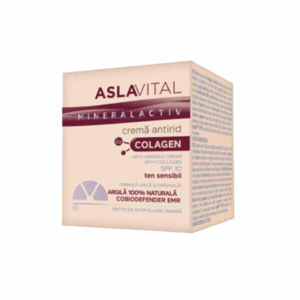 Crema Antirid cu Colagen - Aslavital Mineralactiv SPF 10, 50ml