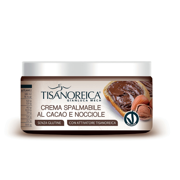 Crema tartinabila proteica cu cacao si alune de padure Gianluca Mech Tisanoreica Crema Spalmabile al Cacao e Nocciole 200gr