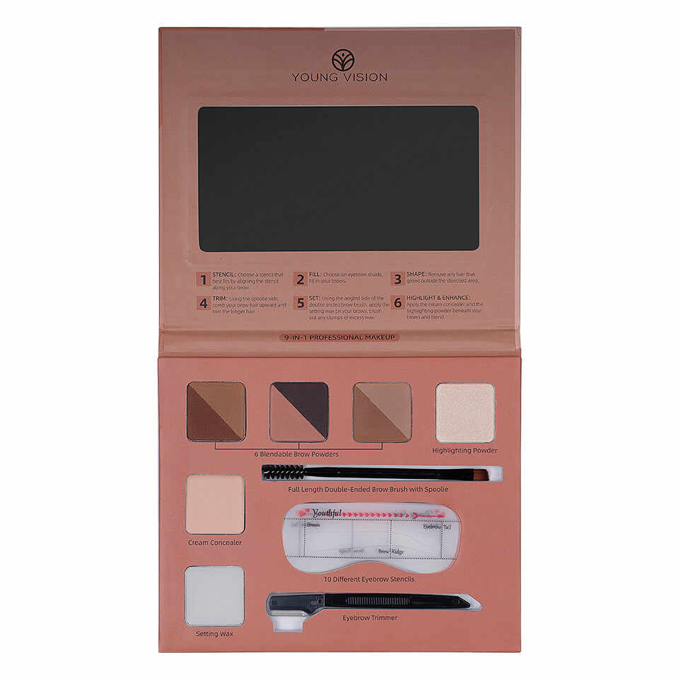 Trusa Sprancene 9 in 1 Young Vision Eyebrow Contour Kit