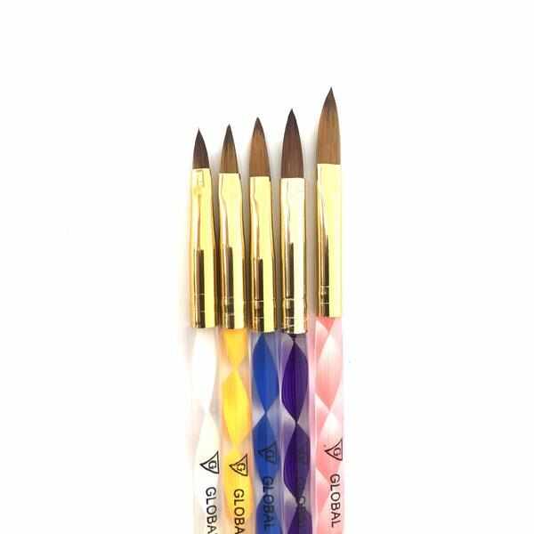 Set 5 pensule pentru acril, Global Fashion, Multicolor