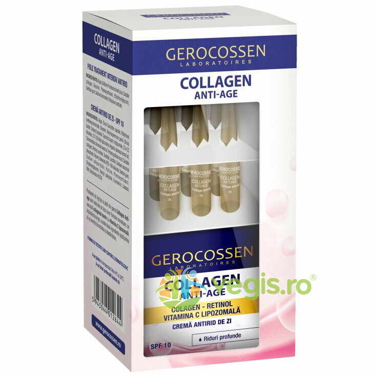 Set Collagen Anti-Age 6 fiole x 2ml + Crema Antirid de Zi 50ml