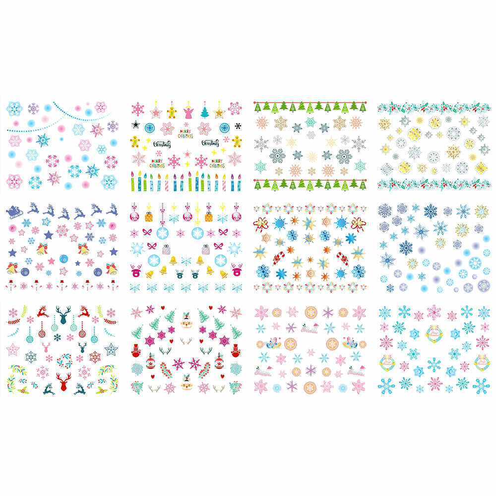 Set stickere nail art Lila Rossa, pentru Craciun, Revelion si iarna, 12 buc, bn-665-668