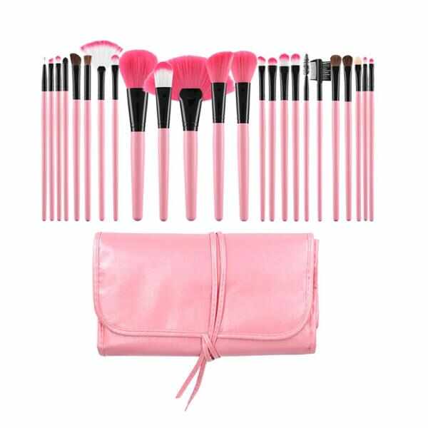 Set 24 Pensule Roz pentru Machiaj - Mimo Makeup Brush Pink, 24 buc