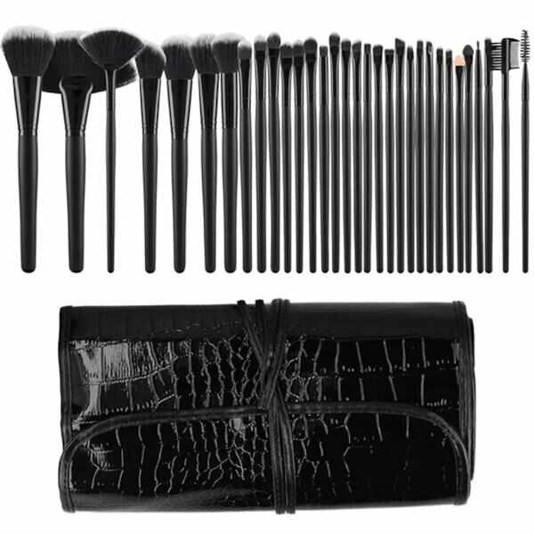 Set 32 Pensule Negre pentru Machiaj - Mimo Makeup Brush Black, 32 buc