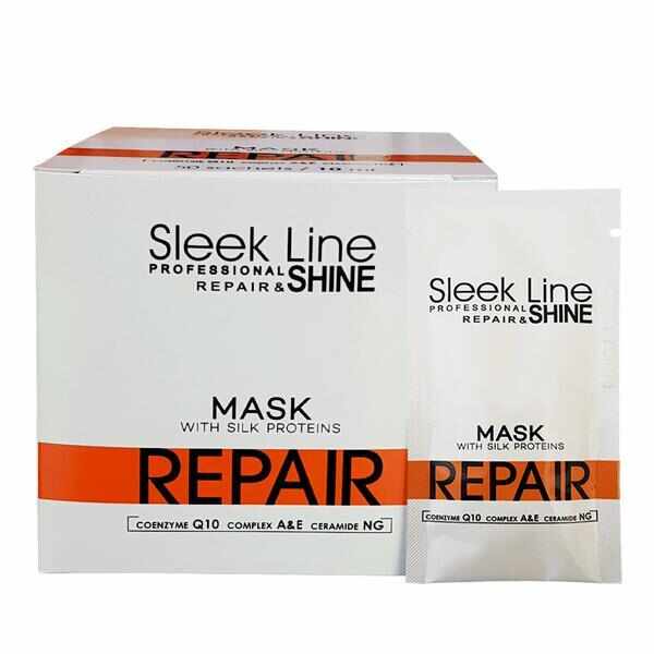Masca reparatoare pentru par deteriorat Sleek Line, Set 50 Plicuri x 10ml