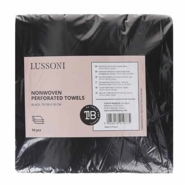 Prosoape de unica folosinta netesute perforate negre - Lussoni Dsp Foil Towel Fabric Perf Black 70x50cm, 50 buc