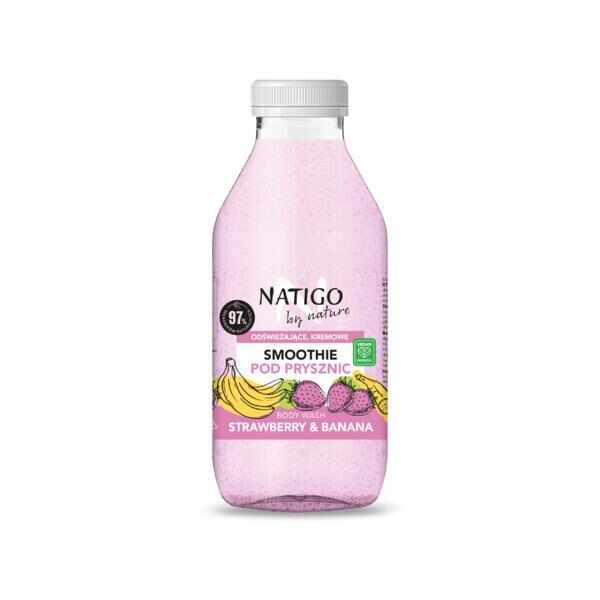 Gel de dus Smoothie Natigo By Nature cu extract de Capsuni si Banane 97% ingrediente naturale 400ml