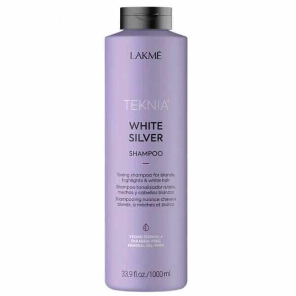 Sampon colorant pentru par blond, Lakme Teknia, White Silver Shampoo, 1000ml Lakme