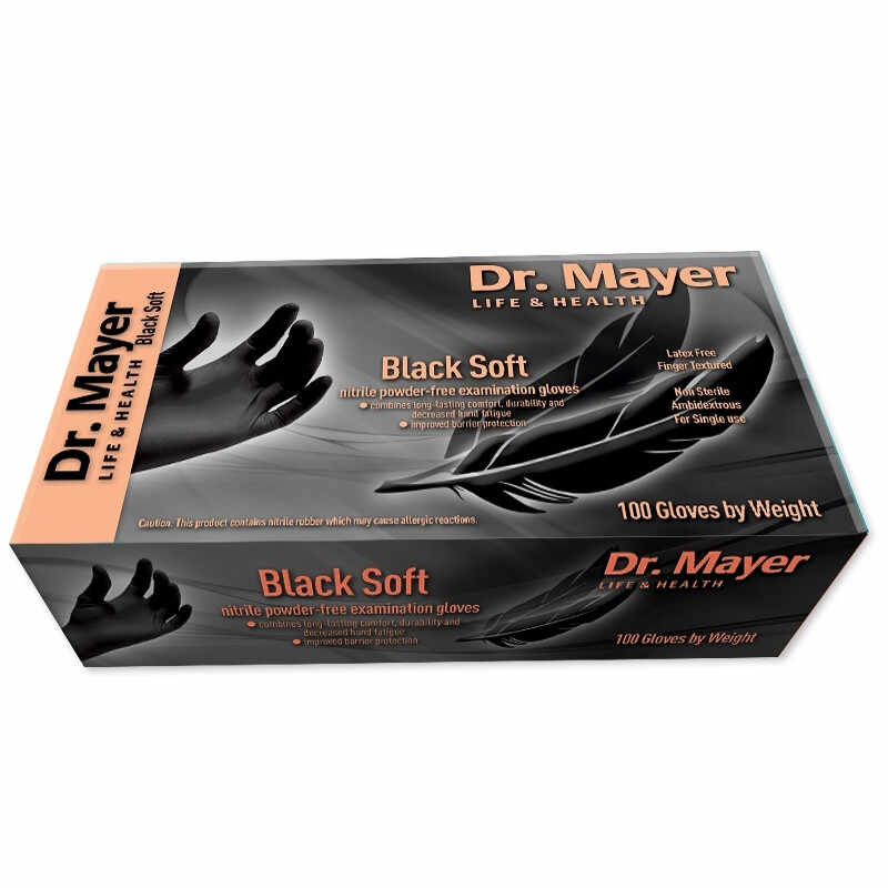 Dr. Mayer Manusi nitril nepudrate soft negre 100buc - M