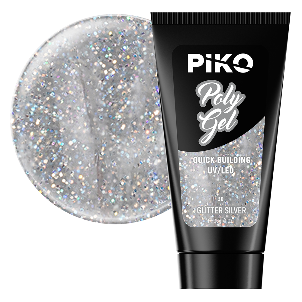 Polygel color, Piko, 30 g, 30 Glitter Silver