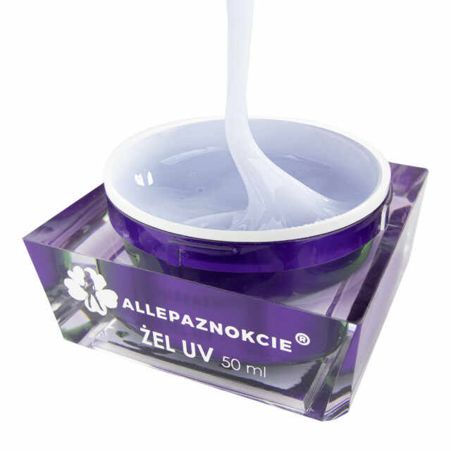 Gel UV Constructie- JELLY PEARL WHITE GLITTER 50 ml Allepaznokcie(alb laptos cu sclipici)