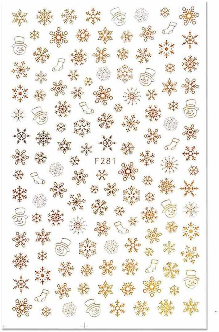 Sticker decor unghii model iarna f281 auriu