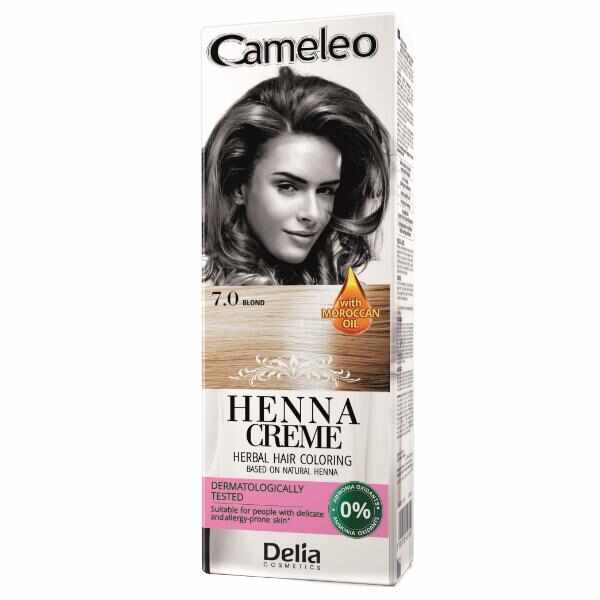 Crema Coloranta pentru Par pe Baza de Henna Cameleo Delia Cosmetics, nuanta 7.0 Blond, 75g