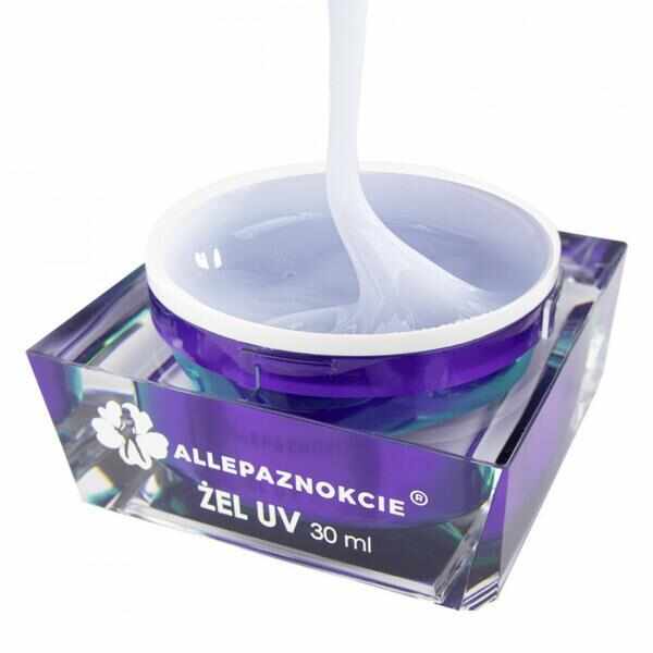 Gel UV Allepaznokcie Jelly Pearl White Glitter Gel UV 30 ml (alb laptos cu sclipici fin )