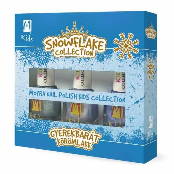 Set 3 bucati lac de unghii pentru copii, SnowFlake Collection, Moyra, fara miros, fara substante periculoase, 7 ml