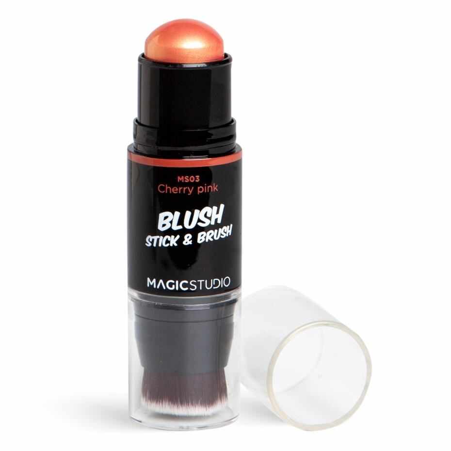 Blush cu pensula Magic Studio Shaky Blush Stick & Brush, cherry pink