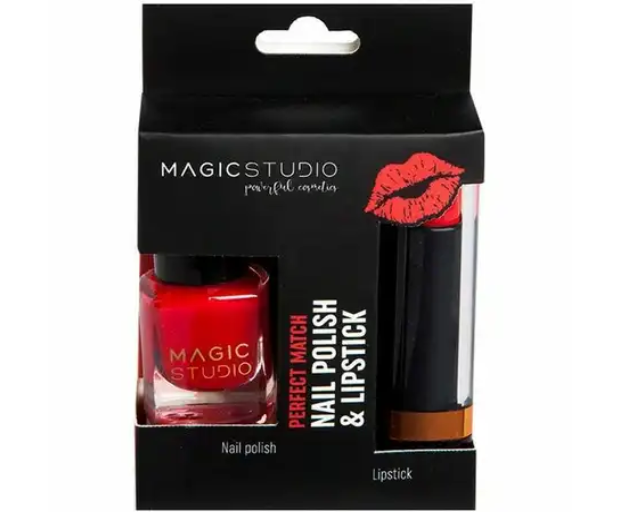 Set Perfect Match cu ruj de buze mat si lac de unghii, Magic Studio, rosu deschis
