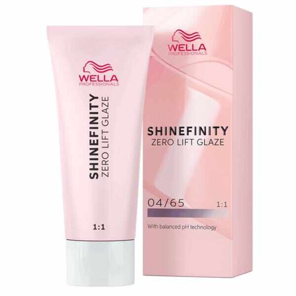 Vopsea translucida demipermanenta - Wella Professionals Shinefinity Zero Lift Glaze, nuanta 04/65 Deep Cherry (saten mediu violet mahon), 60 ml