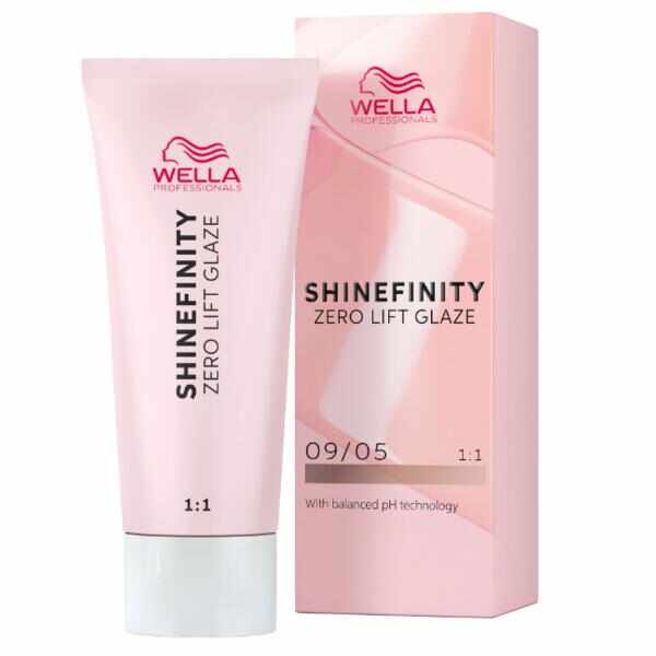 Vopsea translucida demipermanenta - Wella Professionals Shinefinity Zero Lift Glaze, nuanta 09/05 Silk Blush (blond foarte deschis natural mahon), 60 ml