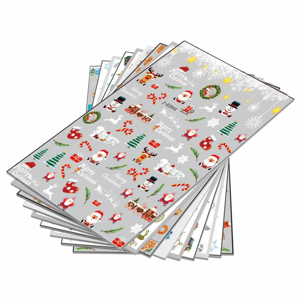 Set 12 stickere nail art Lila Rossa, pentru Craciun, Revelion si iarna, 777-09-1