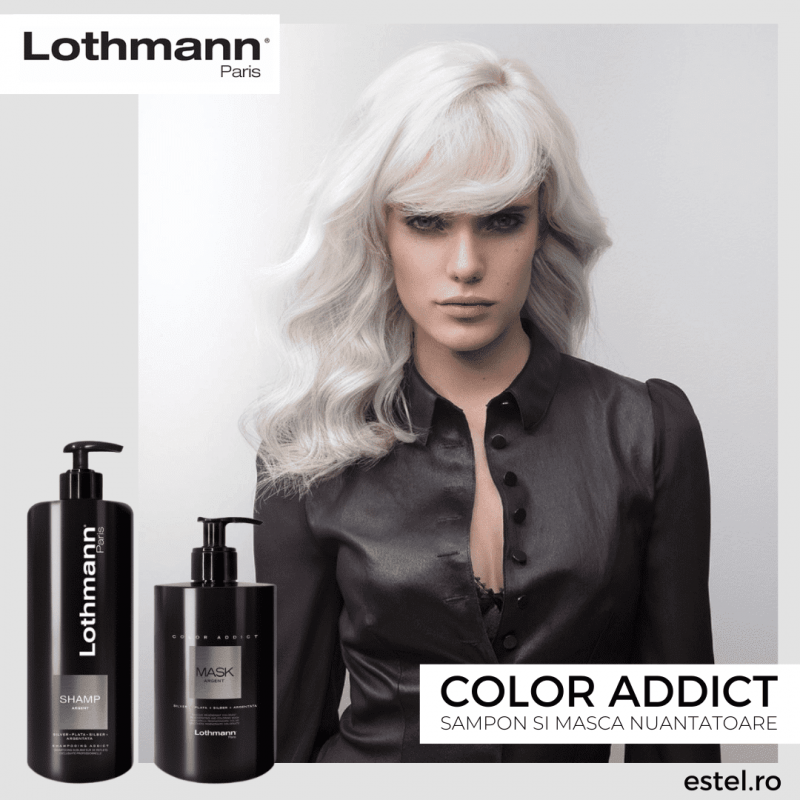 Masca nuantatoare pentru par blond nuante reci Silver Color Addict Lothmann, 450 ml