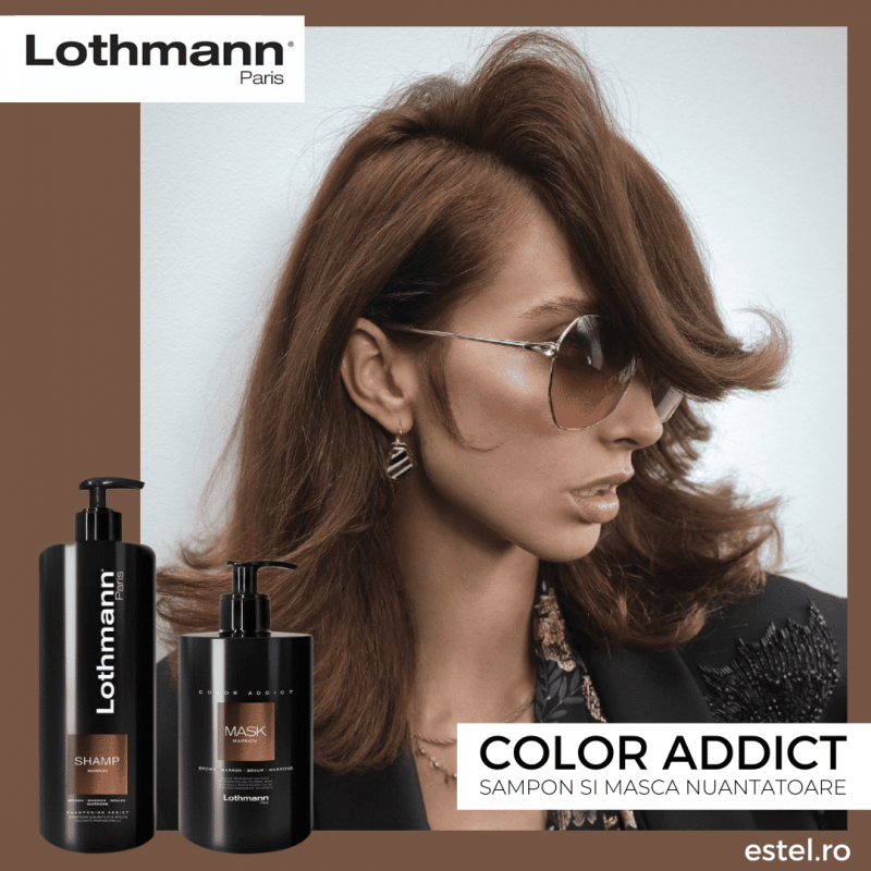 Masca nuantatoare pentru par maro Brown Color Addict Lothmann, 450 ml