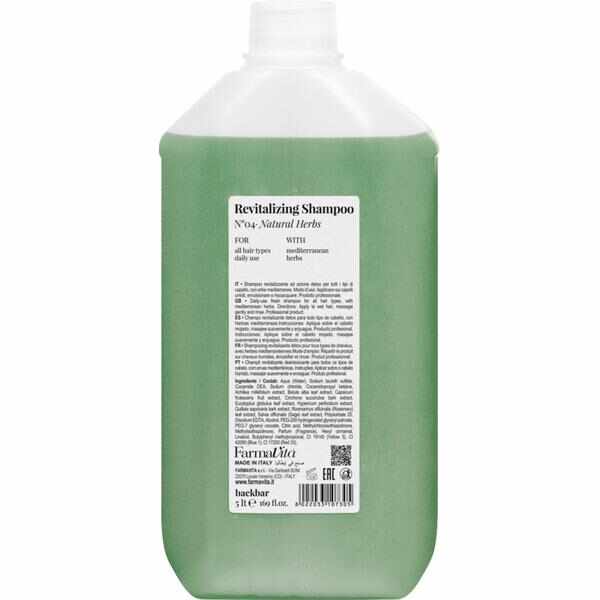 Sampon pentru Toate Tipurile de Par cu Ierburi Naturale - FarmaVita Back Bar Revitalizing Shampoo No.04 Natural Herbs, 5000 ml