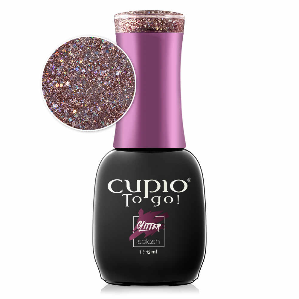 Oja semipermanenta Cupio To Go! Glitter Splash - Crystal Pink