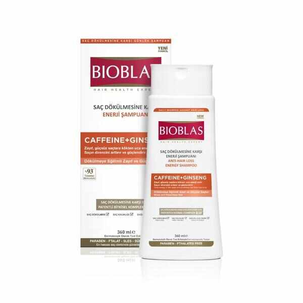 Sampon anticădere Bioblas cafeină+ginseng pentru păr fragil, 360 ml