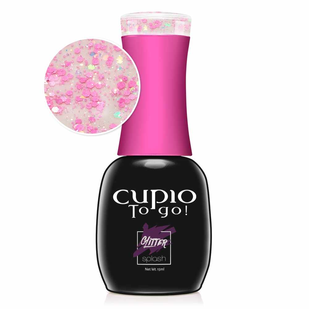 Oja semipermanenta Cupio To Go! Glitter Splash - Pink Madness 15 ml