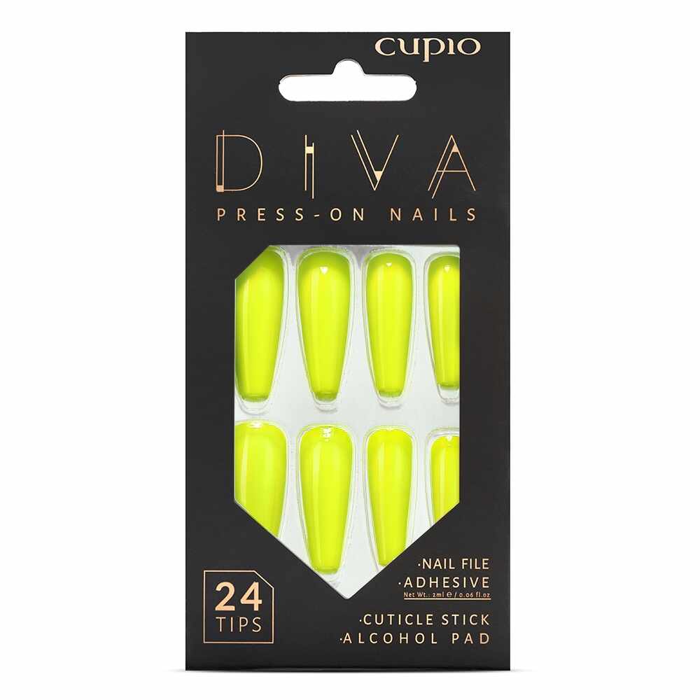 Set unghii false Cupio Diva - Neon Yellow