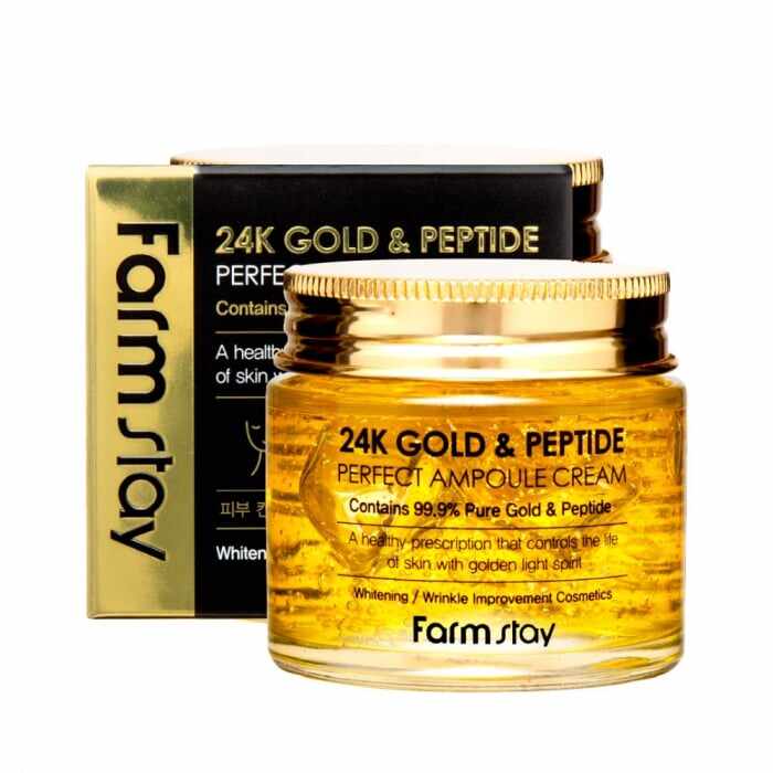 Crema-gel pentru fata antirid Farmstay 24K Gold Peptide Perfect Ampoule Cream 80ml