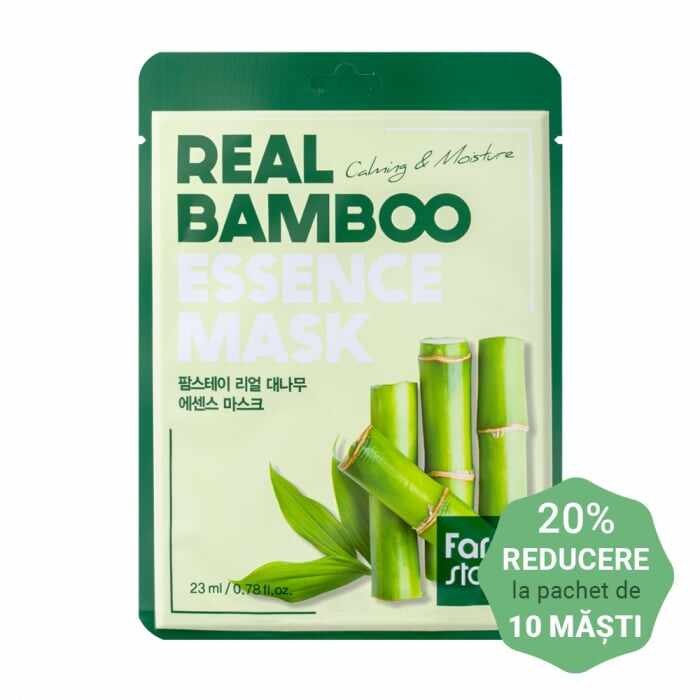 Masca textila de fata cu ser hidratant calmant Farmstay Real Bamboo 23ml