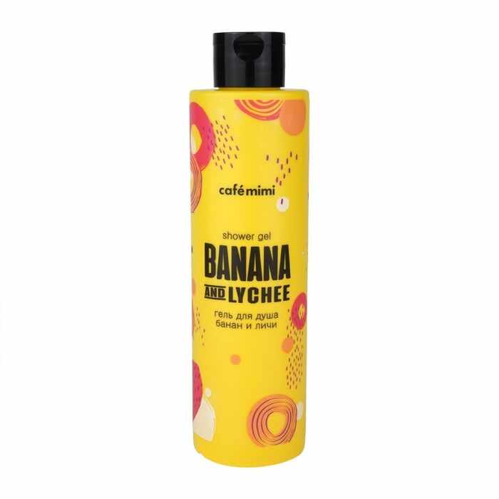 Gel de dus Cafe Mimi Banana and Lychee cu aroma tropicala si extracte naturale de Banane, Litchi si Ulei de Cocos 300ml