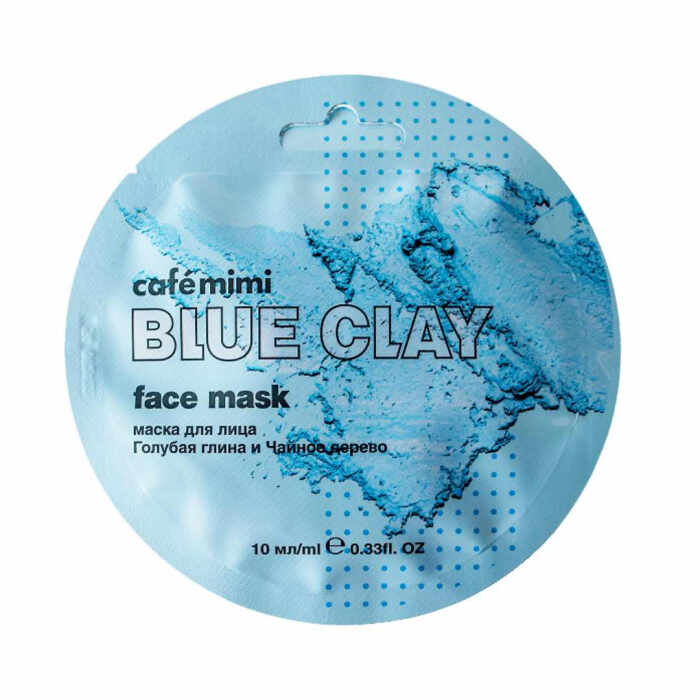 Masca de fata lichida Cafe Mimi Super Food Blue Clay cu extracte naturale de Tea Tree (Arbore de Ceai) si Argila Albastra si Vitamina E 10ml