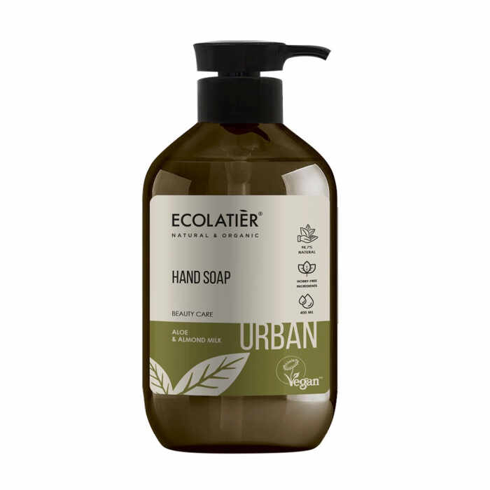 Sapun lichid pentru maini vegan Ecolatier Urban Aloe Almond Milk 400ml