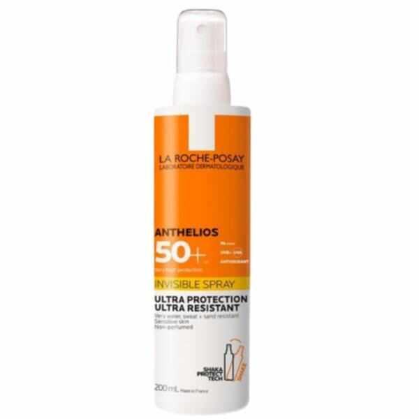 Spray invizibil fara parfum cu protectie solara SPF 50+ pentru corp Anthelios, La Roche-Posay, 200 ml