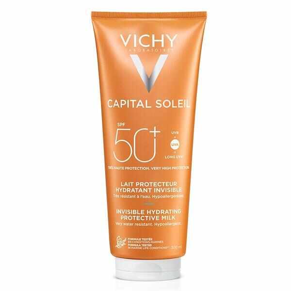 Lapte hidratant de protectie solara SPF 50+ pentru fara si corp Capital Soleil, Vichy, 300 ml